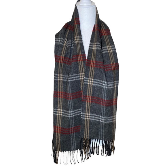 Cejon Made In Italy Plaid Fringed Scarf - Picture 2 of 5